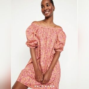 NWT Pink Floral Mini Swing Dress Size Medium By Old Navy